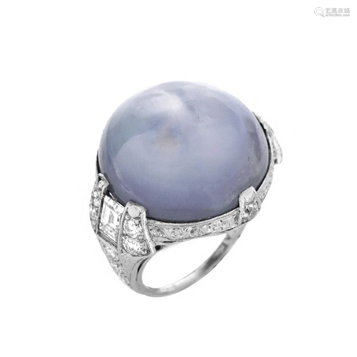 GIA Star Sapphire, Diamond and Platinum Ring