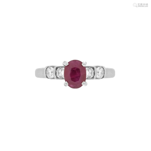 AGL Burma Ruby, Diamond and 14K Ring