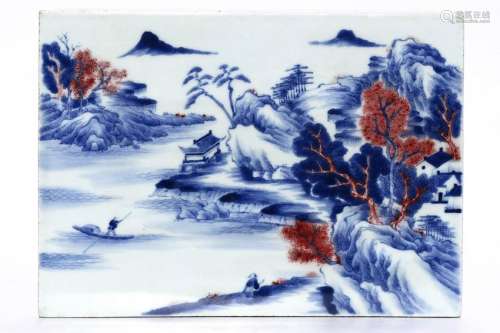 A CHINESE BLUE AND WHITE PORCELAIN PAINTING