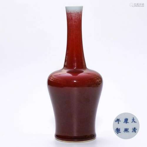 A CHINESE RED GLAZED PORCELAIN BELL-SHAPED ZUN