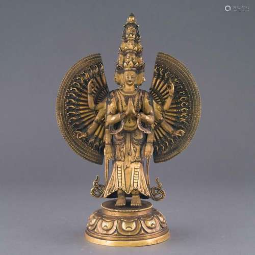 GILT BRONZE 11 FACES 1000 HANDS AVALOKITESHVARA