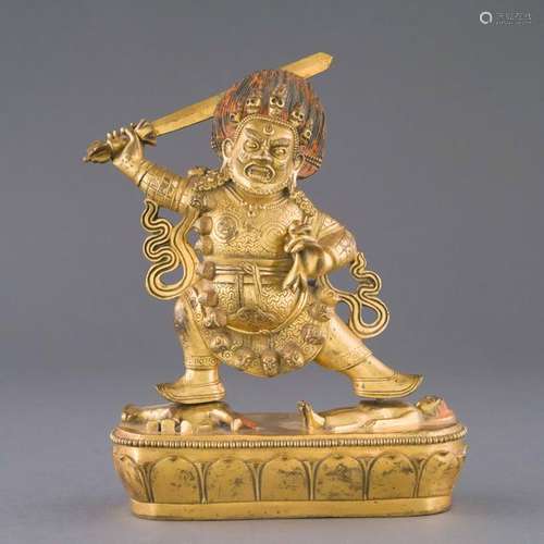 GILT BRONZE BUDDHA FIGURE OF BEGTSE CHEN