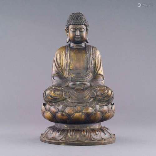 GILT BRONZE SEATED AMITABHA BUDDHA