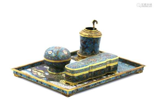 THE CHINESE CLOISONNE FOUR TREASURES OF STUDY