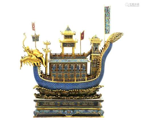 A CHINESE CLOISONNE DRAGON BOAT