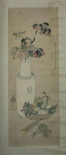 A CHINESE FLOWER-AND-PLANT PAINTING, WANGSU MARK
