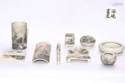 A SET OF CHINESE PORCELAIN TREASURES OF STUDY