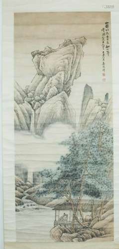 A CHINESE LANDSCAPE  PAINTING, WU GUXIANG MARK