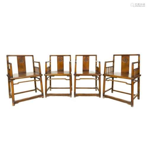 SET OF 4 HUANGHUALI ROSE ARMCHAIRS