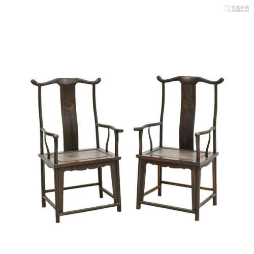 18/19TH C PAIR OF ZITAN OFFICER HAT ARMCHAIRS
