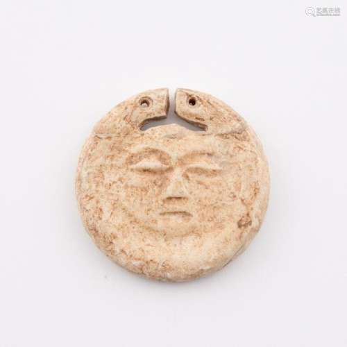 ANTIQUE JADE PENDANT IN SHAPE OF SUN DIAL