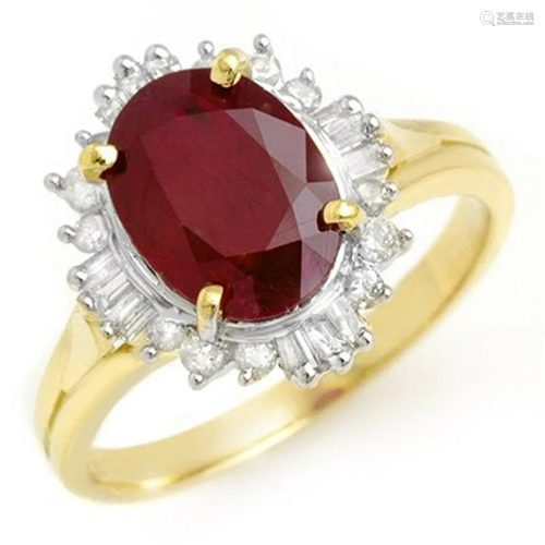 Genuine 3.66 ctw Ruby & Diamond Ring 14K Yellow G…