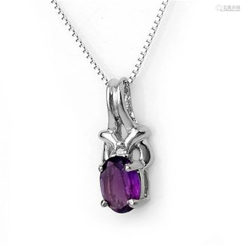 Genuine 0.77ctw Amethyst & Diamond Necklace…