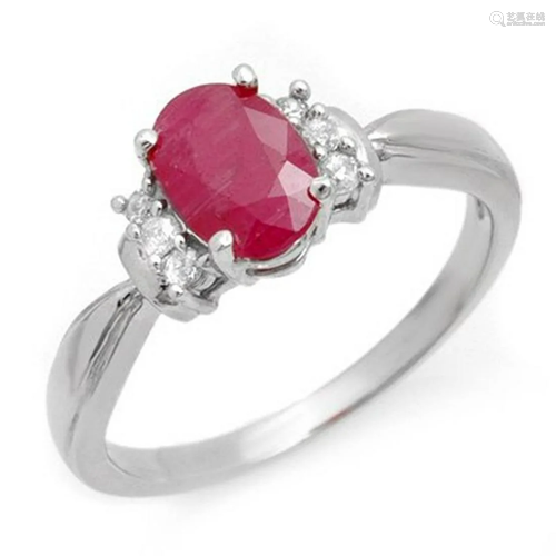 Genuine 1.26 ctw Ruby & Diamond Ring 10K White G…