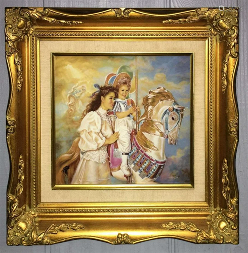 Franklin Mint Sandra Kuck Framed Procelain Plaque,