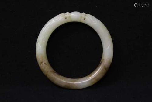 Old Chinese white jade carved bangle