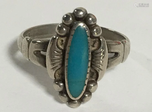 Sterling Silver And Turquoise Ring, 2.3 G. Size 5.