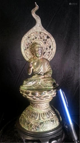 Copper Buddha statue .