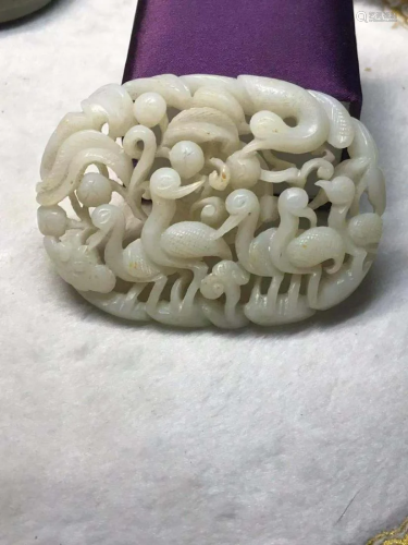 CHINESE CARVED WHITE JADE MYTHICAL BEAST…