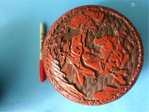 Chinese Carved Cinnabar Lacquered Box