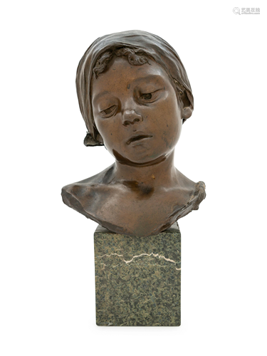 An Italian Bronze Bust of a Girl