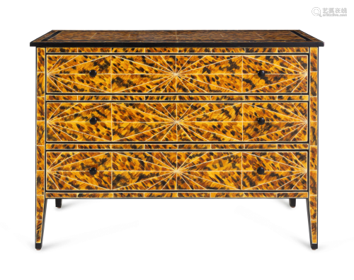 A Faux Tortoise Shell Painted Commode