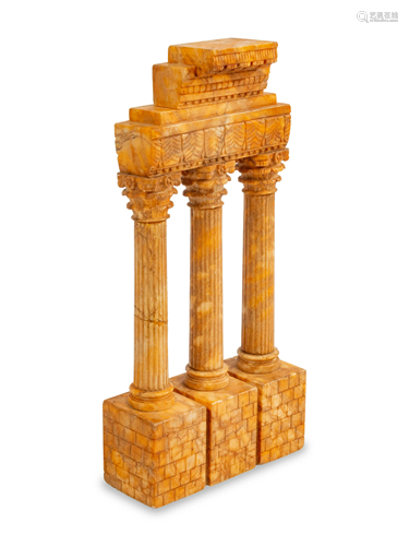 A Grand Tour Style Carved Marble Model of Ruins