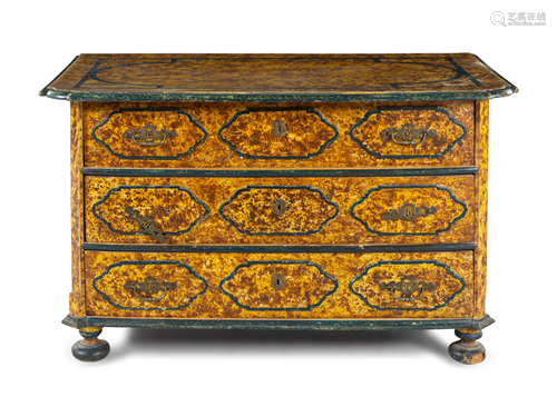 An Italian Baroque Style Faux Tortoise Shell Commode