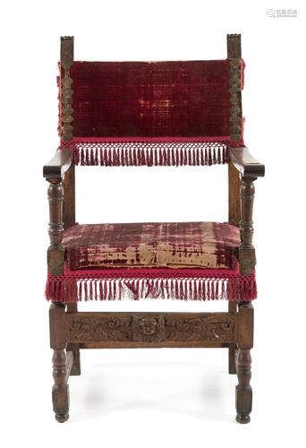 An Italian Baroque Walnut Armchair