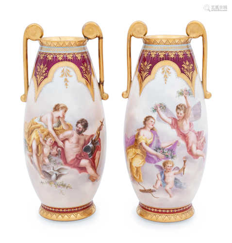 A Pair of Vienna Porcelain Vases