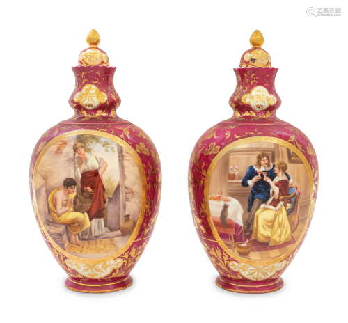 A Pair of Vienna Porcelain Urns