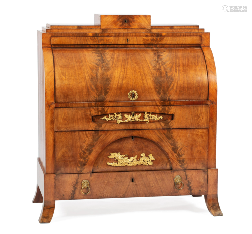 An Empire Style Mahogany Bureau a Cylindre