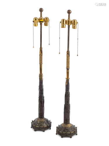 A Pair of Charles X Gothic Revival Patinated Metal