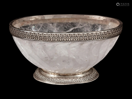 A Silver Mounted Rock Crystal Bowl