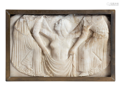 A Continental Marble Relief of Aphrodite Rising from