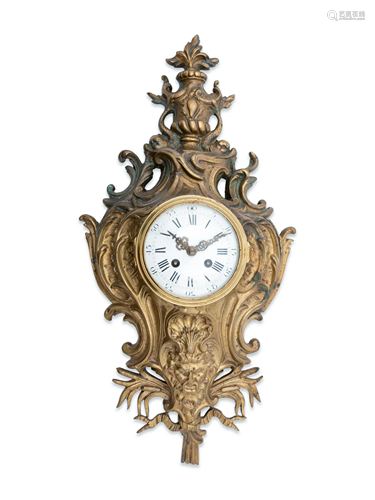 A Louis XVI Style Gilt Bronze Cartel Clock