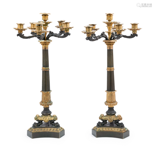 A Pair of Louis Philippe Gilt Bronze Six-Light