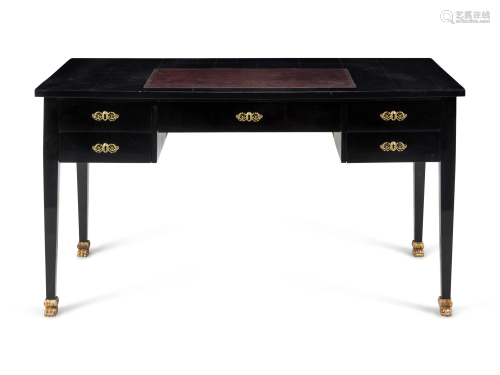 A Directoire Black-Painted Bureau Plat