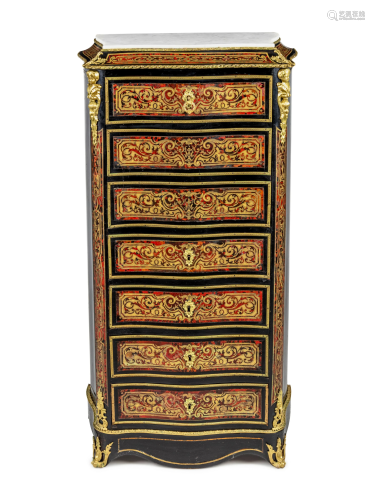 A Napoleon III Boulle Marquetry Semainier