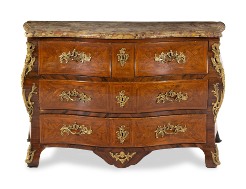 A Regence Gilt Bronze Mounted Parquetry Commode en
