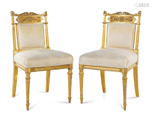 A Pair of Charles X Giltwood Side Chairs