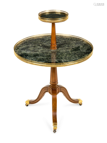A French Gilt Metal Mounted Mahogany Two-Tier