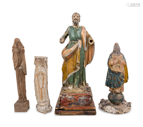 Four Polychrome Decorated Santos Figures Heig…