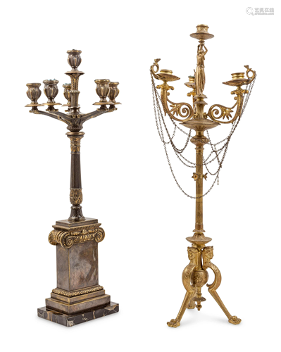 Two Neoclassical Bronze Candelabra