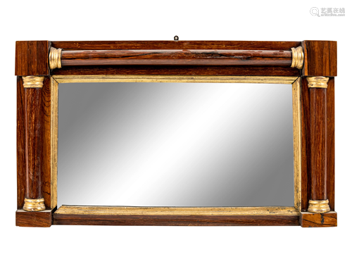 An Empire Style Parcel Gilt Mahogany Mirror Height 17