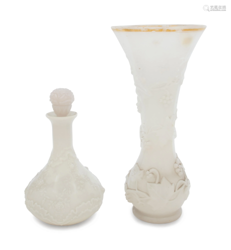 Two Pressed White Glass Articles