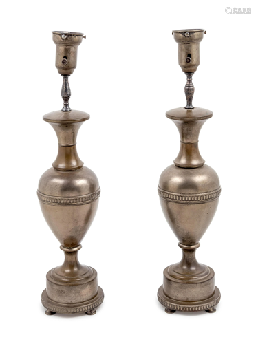 A Pair of Cast Metal Table Lamps