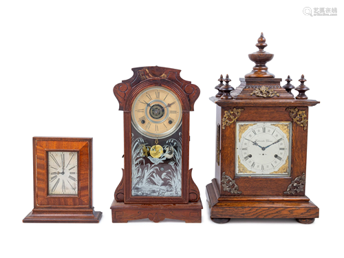 A Group of Three Clocks Height of tallest 22 inches.