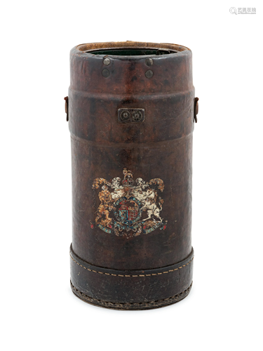 An English Leather Fire Bucket Height 15 inches.