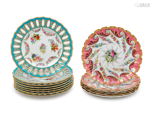 Two Sets of Copeland Porcelain Dessert Plates